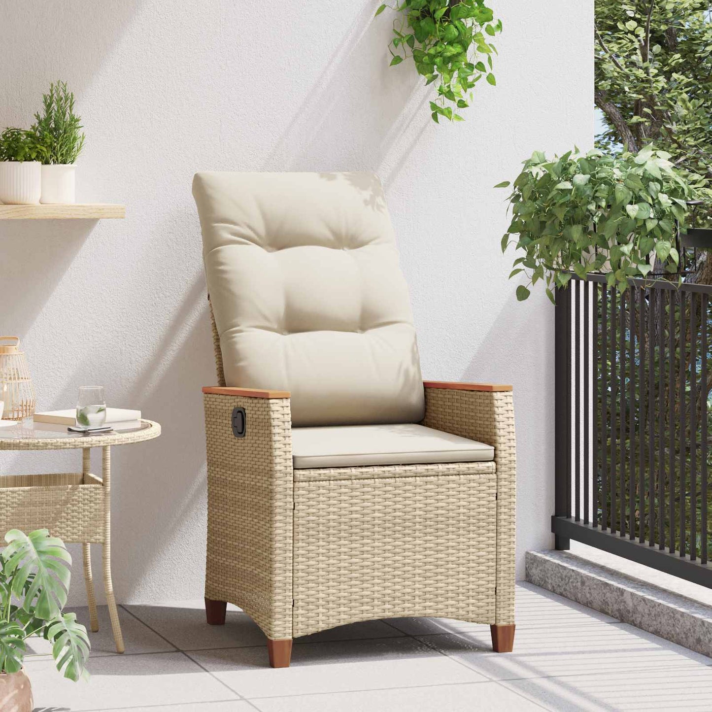 Sedia da giardino reclinabile Beige e Crema 64 x 57,5 x 112 cm | homemem39