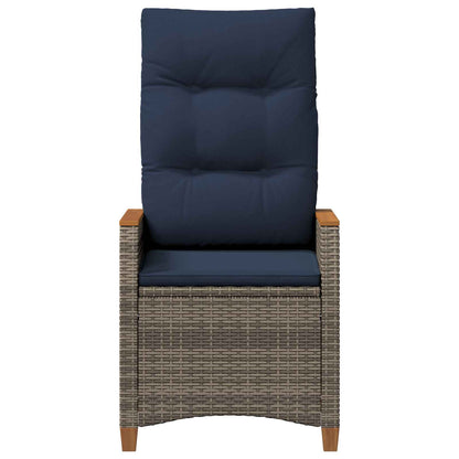 Sedia da giardino reclinabile Grigio e Blu Navy polyrattan | homemem39
