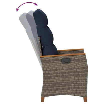 Sedia da giardino reclinabile Grigio e Blu Navy polyrattan | homemem39