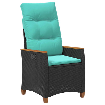 Sedia da giardino reclinabile Nero e Turchese polyrattan | homemem39