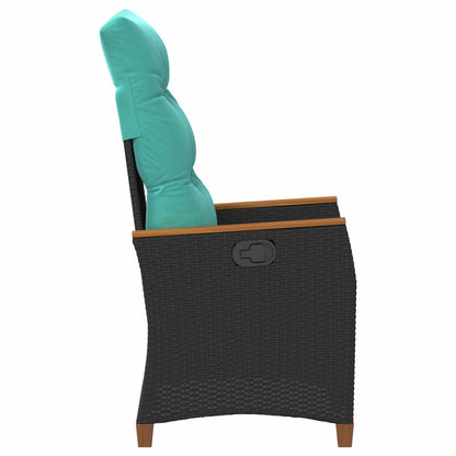 Sedia da giardino reclinabile Nero e Turchese polyrattan | homemem39