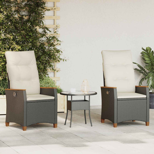 Sedia da giardino reclinabile Nero e Crema 64 x 57,5 x 112 cm | homemem39