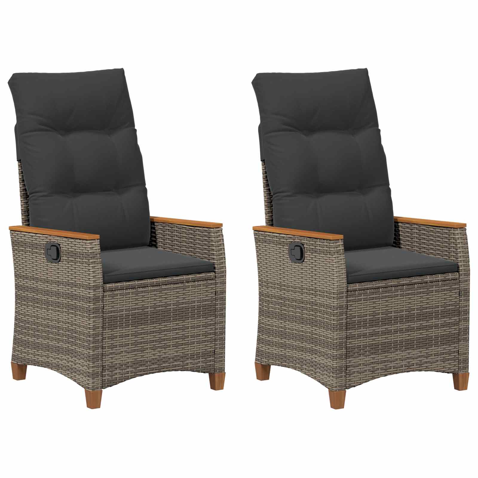 Sedia da giardino reclinabile Grigio e Grigio Scuro polyrattan | homemem39