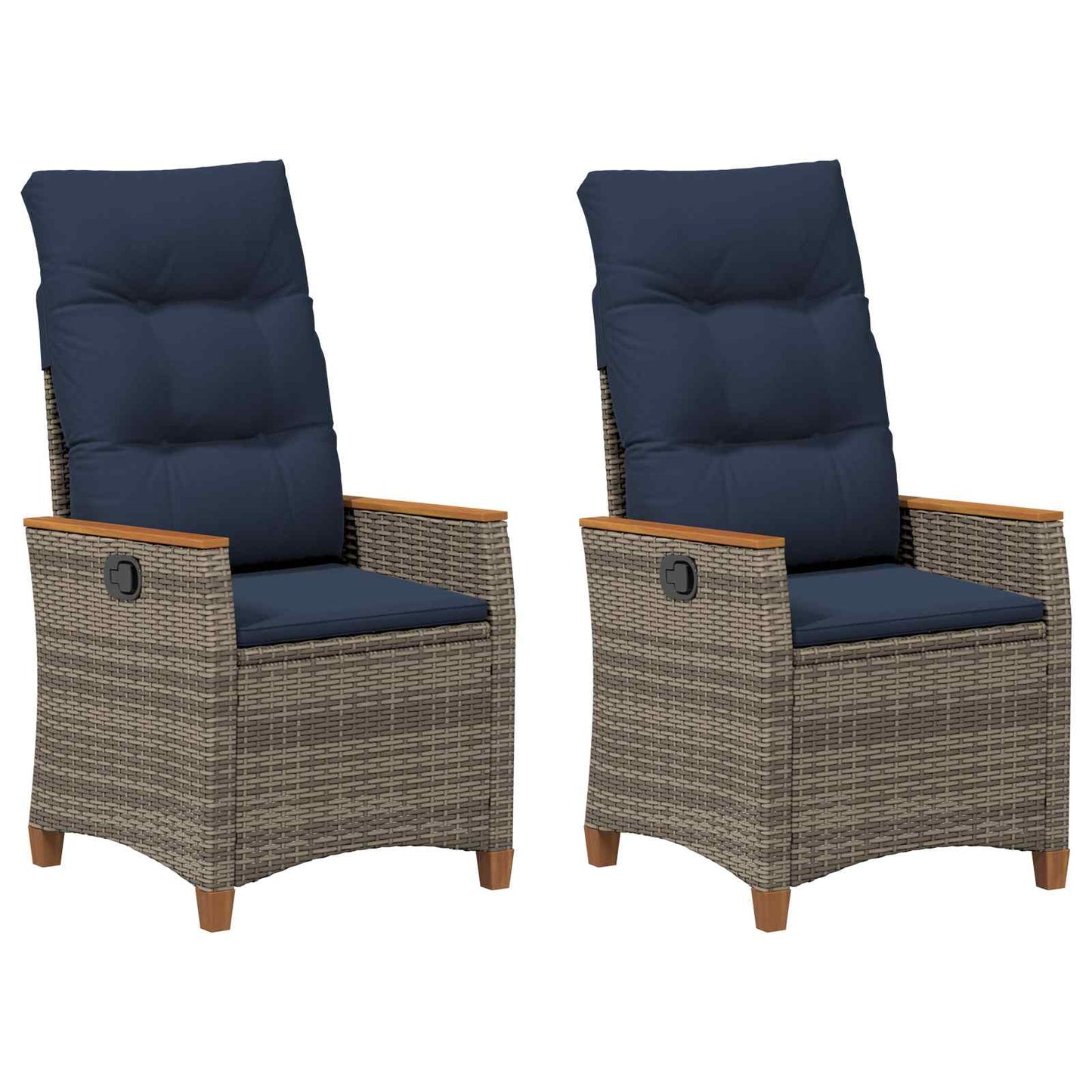 Sedia da giardino reclinabile 2 pcs Grigio e Blu Navy | homemem39