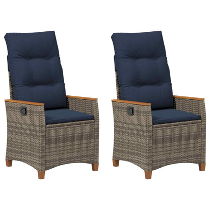 Sedia da giardino reclinabile 2 pcs Grigio e Blu Navy | homemem39
