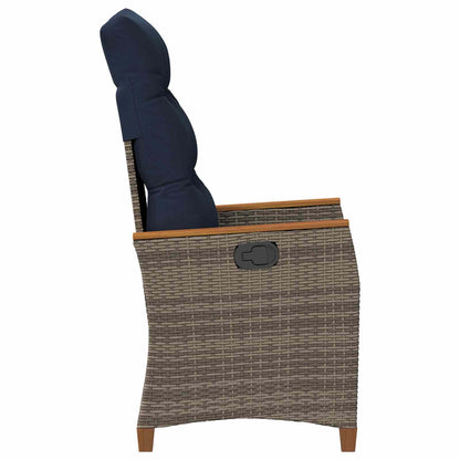Sedia da giardino reclinabile 2 pcs Grigio e Blu Navy | homemem39