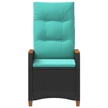 Sedia da giardino reclinabile Nero e Turchese polyrattan | homemem39