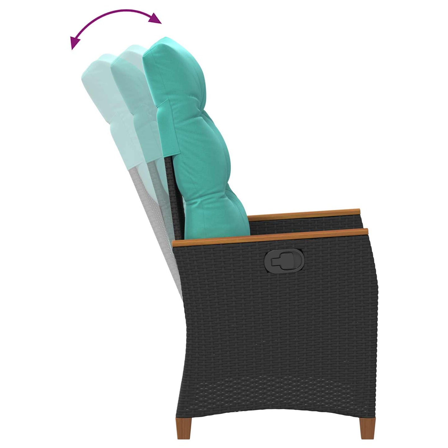 Sedia da giardino reclinabile Nero e Turchese polyrattan | homemem39