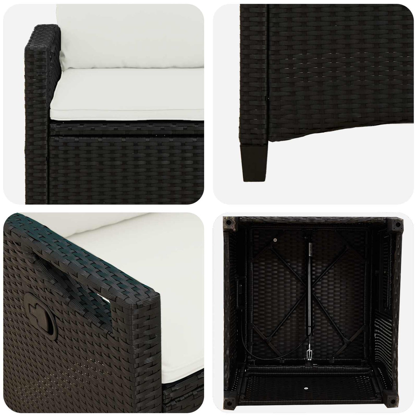 Sedia da Giardino 2 pcs Nero e Crema 56 x 60 x 112 cm | homemem39
