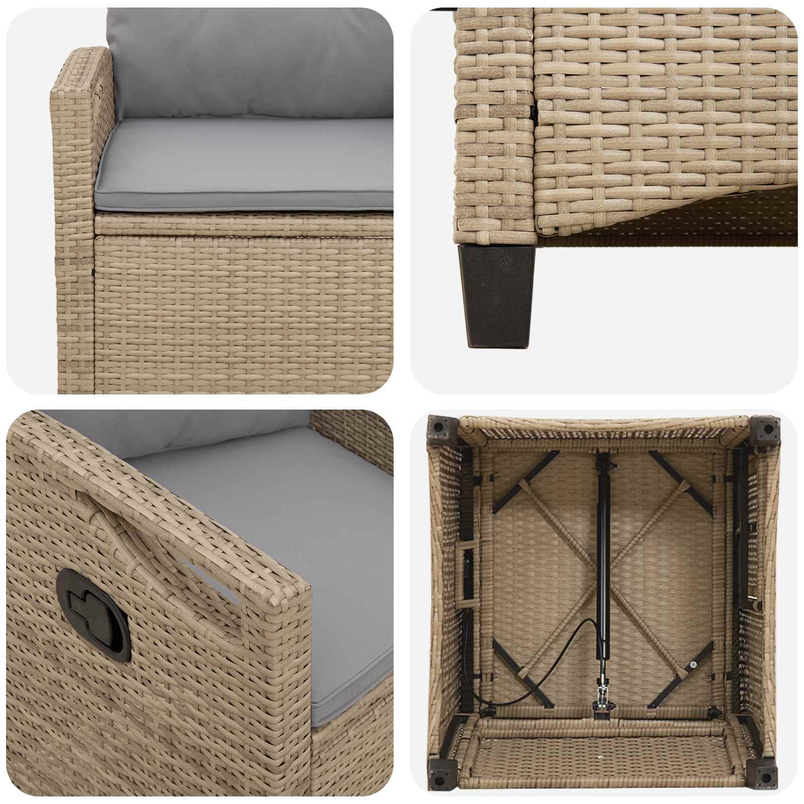 Sedia da Giardino 2 pcs Beige e Grigio Chiaro 56 x 60 x 112 cm | homemem39