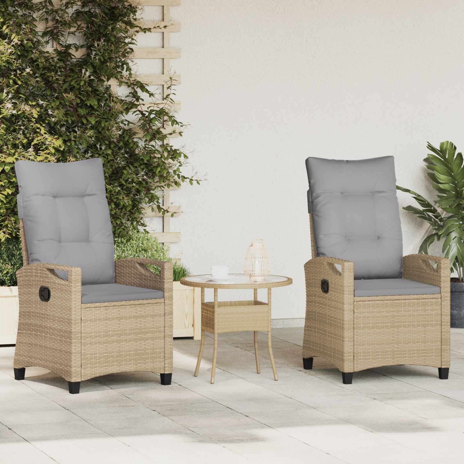 Sedia da Giardino 2 pcs Beige e Grigio Chiaro 56 x 60 x 112 cm | homemem39