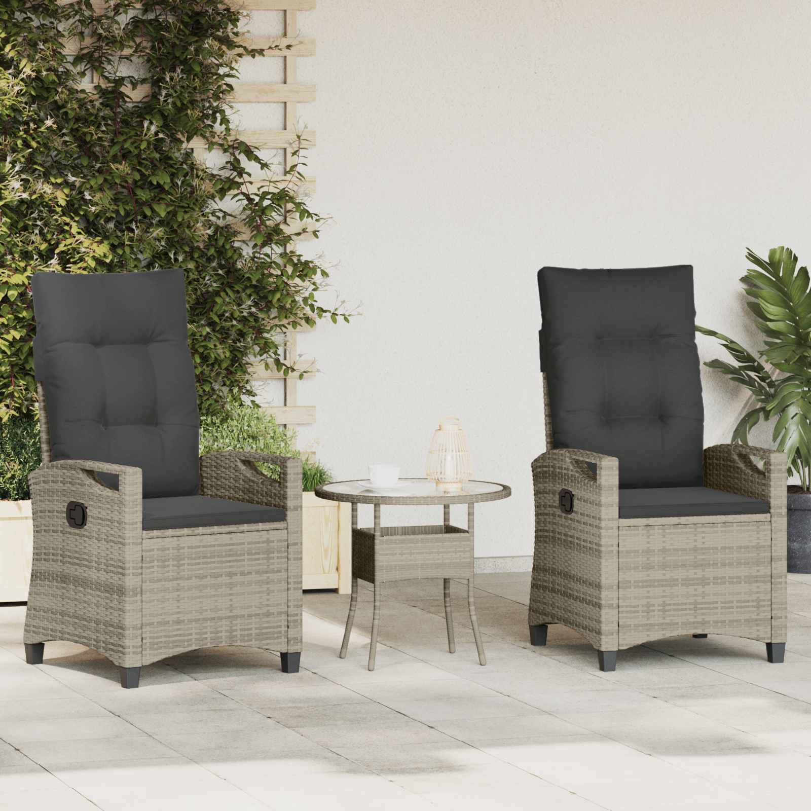 Sedia da Giardino 2 pcs Grigio chiaro e grigio scuro | homemem39