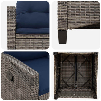 Sedia da Giardino 2 pcs grigio e blu navy 56 x 60 x 112 cm | homemem39