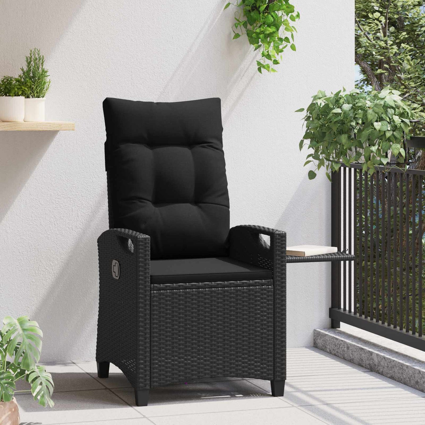 Sedia da giardino reclinabile Nero 56 x 60 x 112 cm polyrattan | homemem39