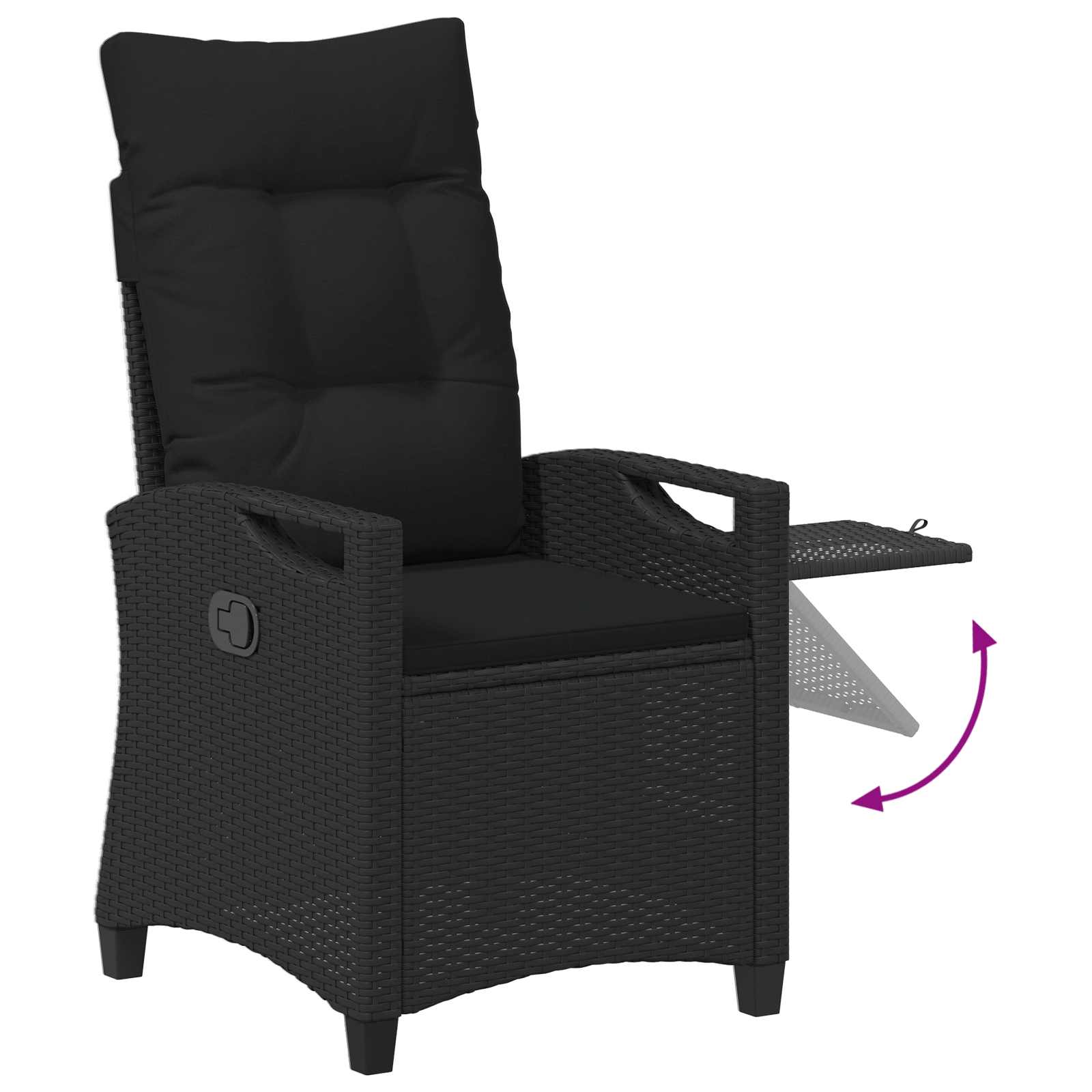 Sedia da giardino reclinabile Nero 56 x 60 x 112 cm polyrattan | homemem39