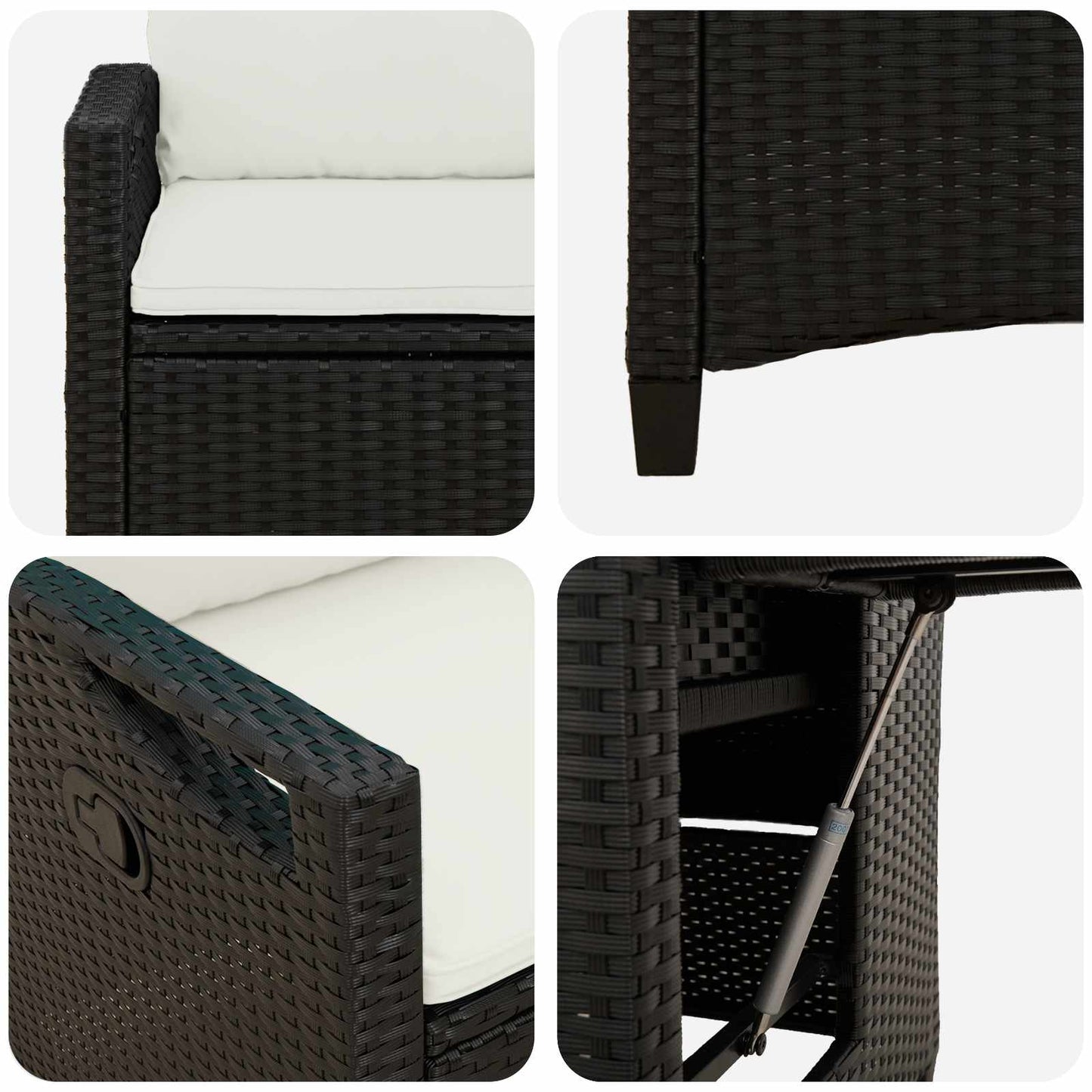 Sedia da giardino reclinabile Nero e Crema 56 x 60 x 112 cm | homemem39