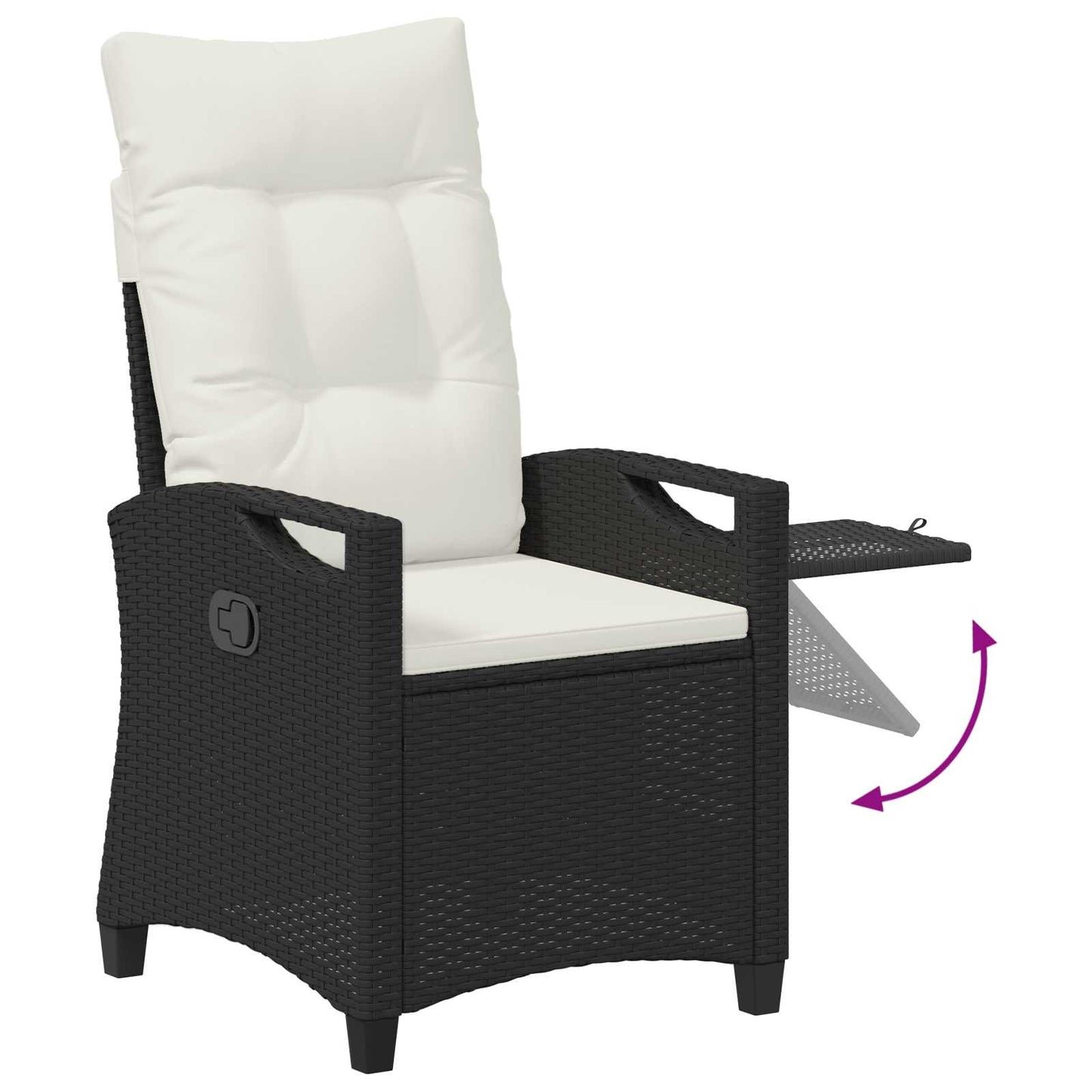 Sedia da giardino reclinabile Nero e Crema 56 x 60 x 112 cm | homemem39