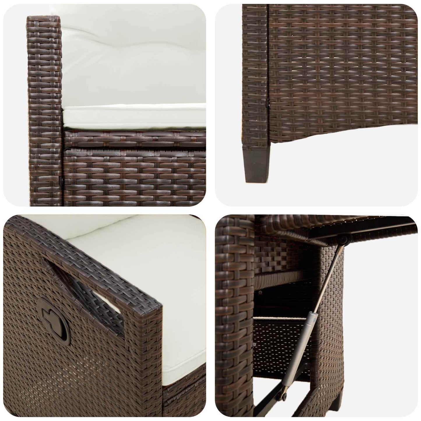 Sedia da giardino reclinabile Marrone e Crema 56 x 60 x 112 cm | homemem39