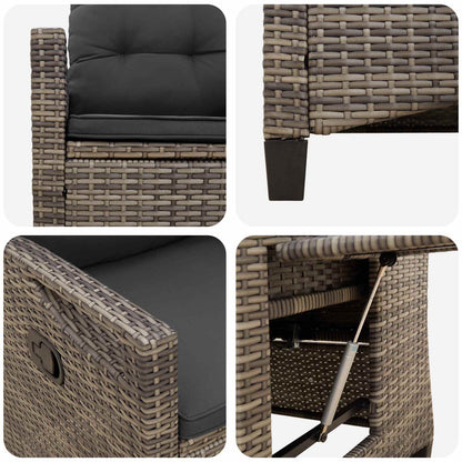 Sedia da giardino reclinabile Grigio e Grigio Scuro polyrattan | homemem39