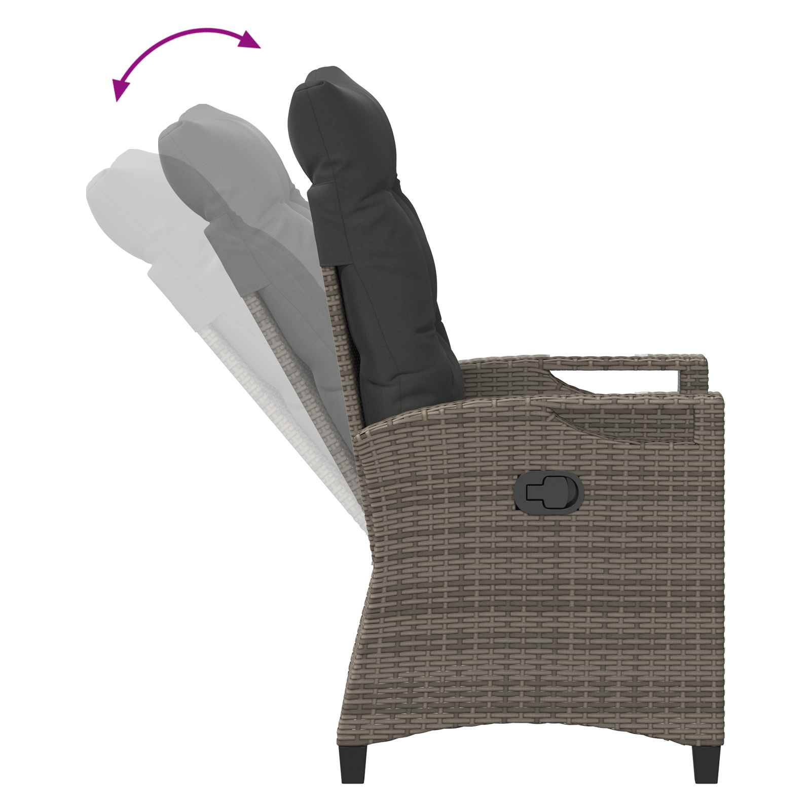 Sedia da giardino reclinabile Grigio e Grigio Scuro polyrattan | homemem39
