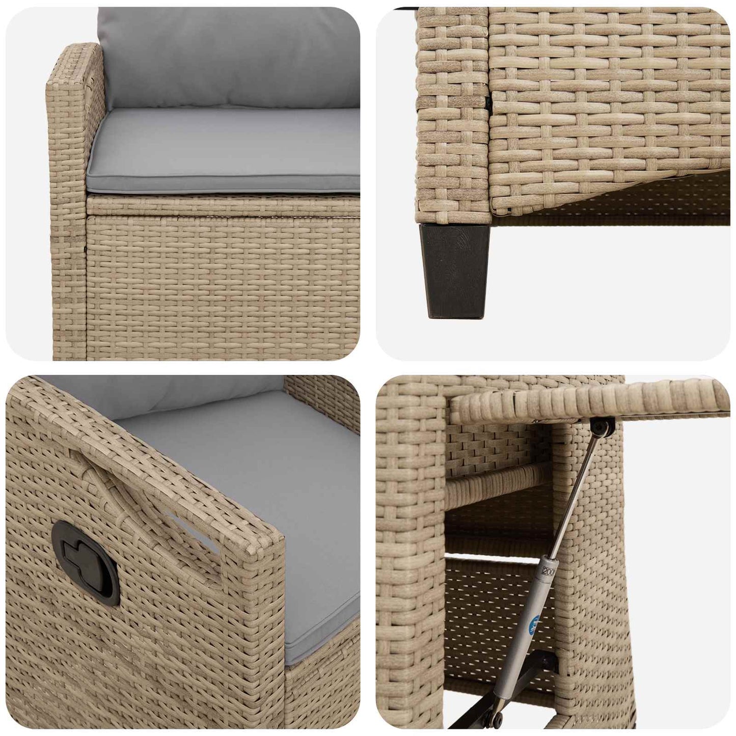 Sedia da giardino reclinabile Beige e Grigio Chiaro polyrattan | homemem39