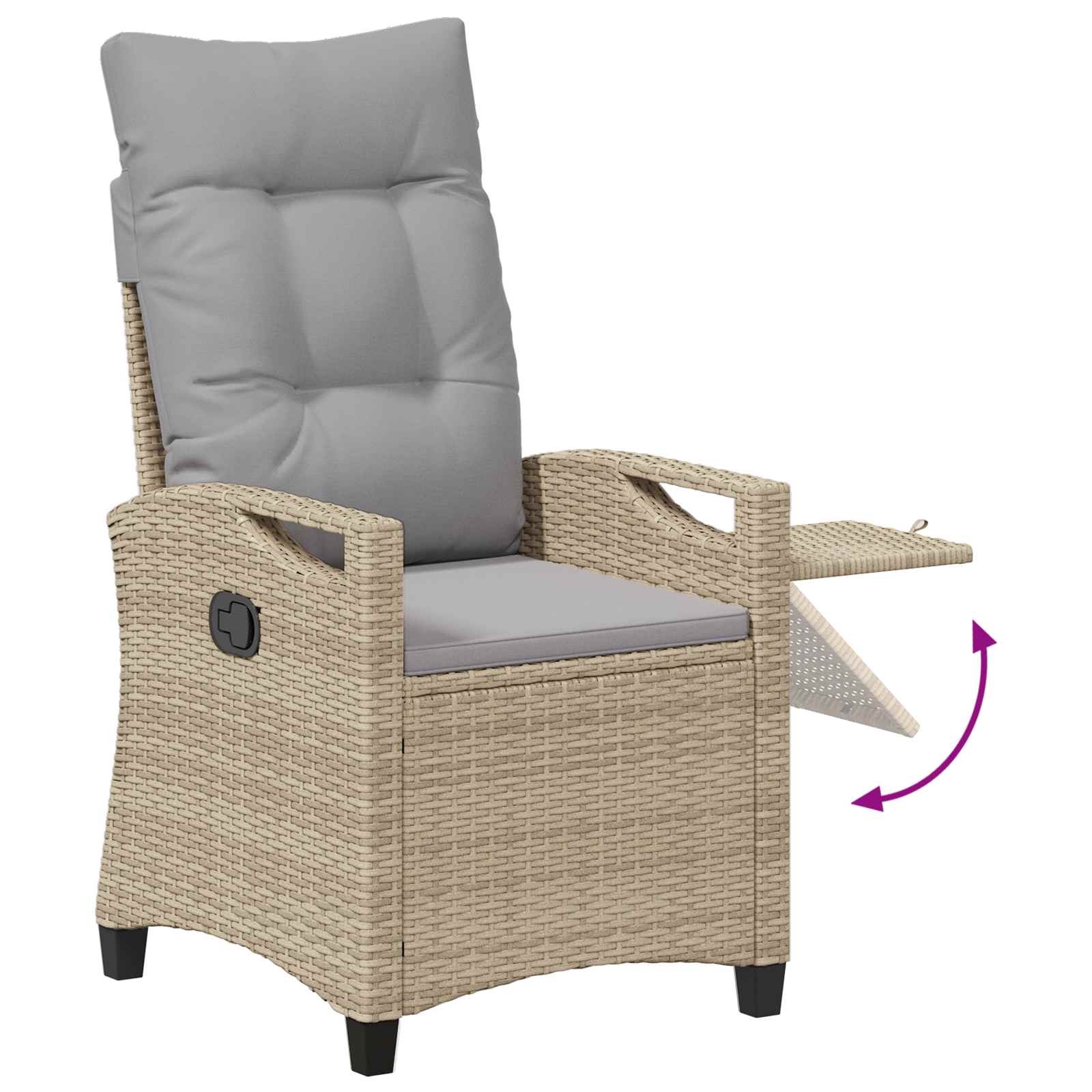 Sedia da giardino reclinabile Beige e Grigio Chiaro polyrattan | homemem39