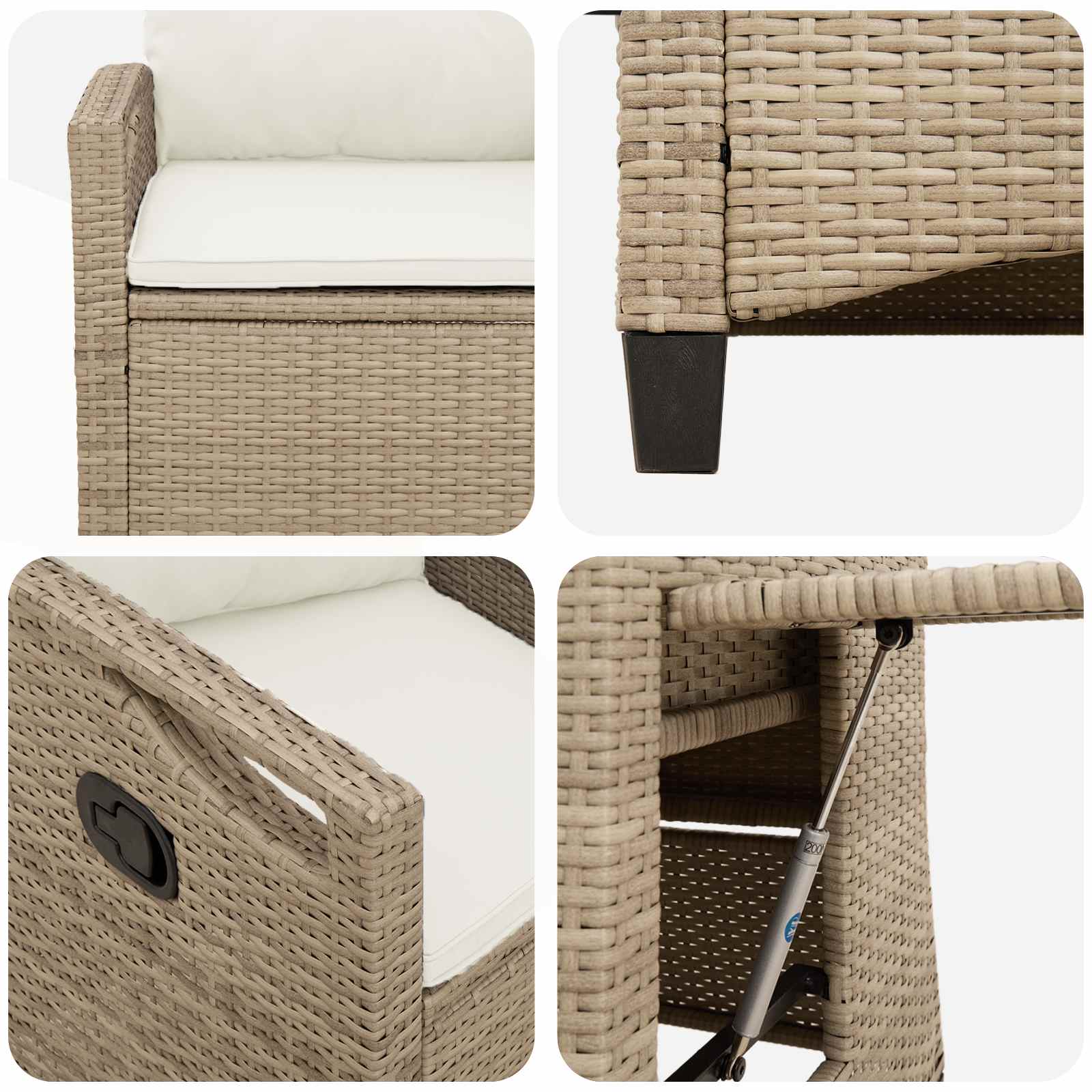 Sedia da giardino reclinabile Beige e Crema 56 x 60 x 112 cm | homemem39