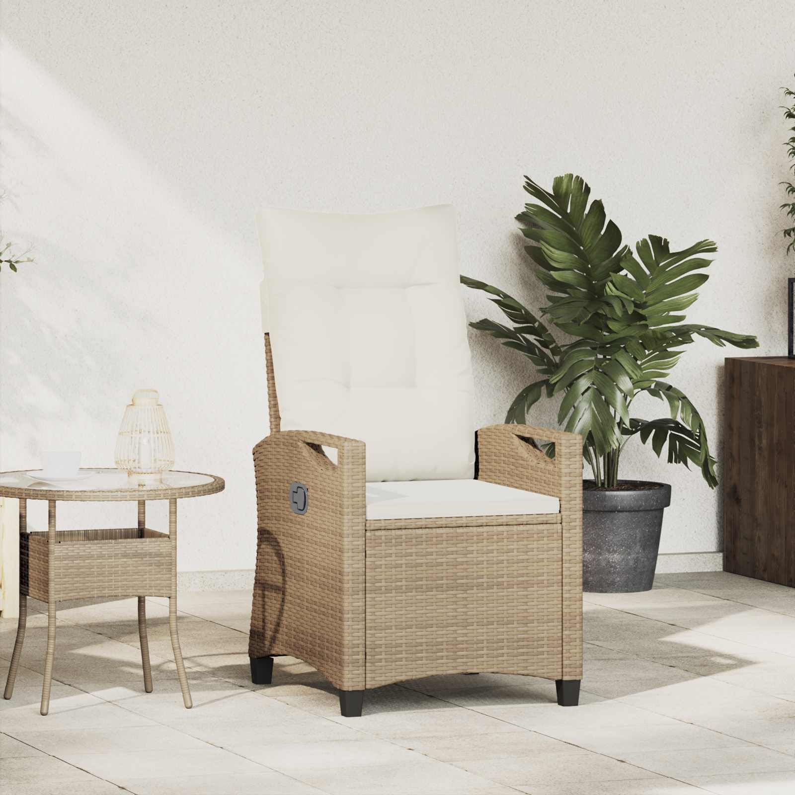 Sedia da giardino reclinabile Beige e Crema 56 x 60 x 112 cm | homemem39