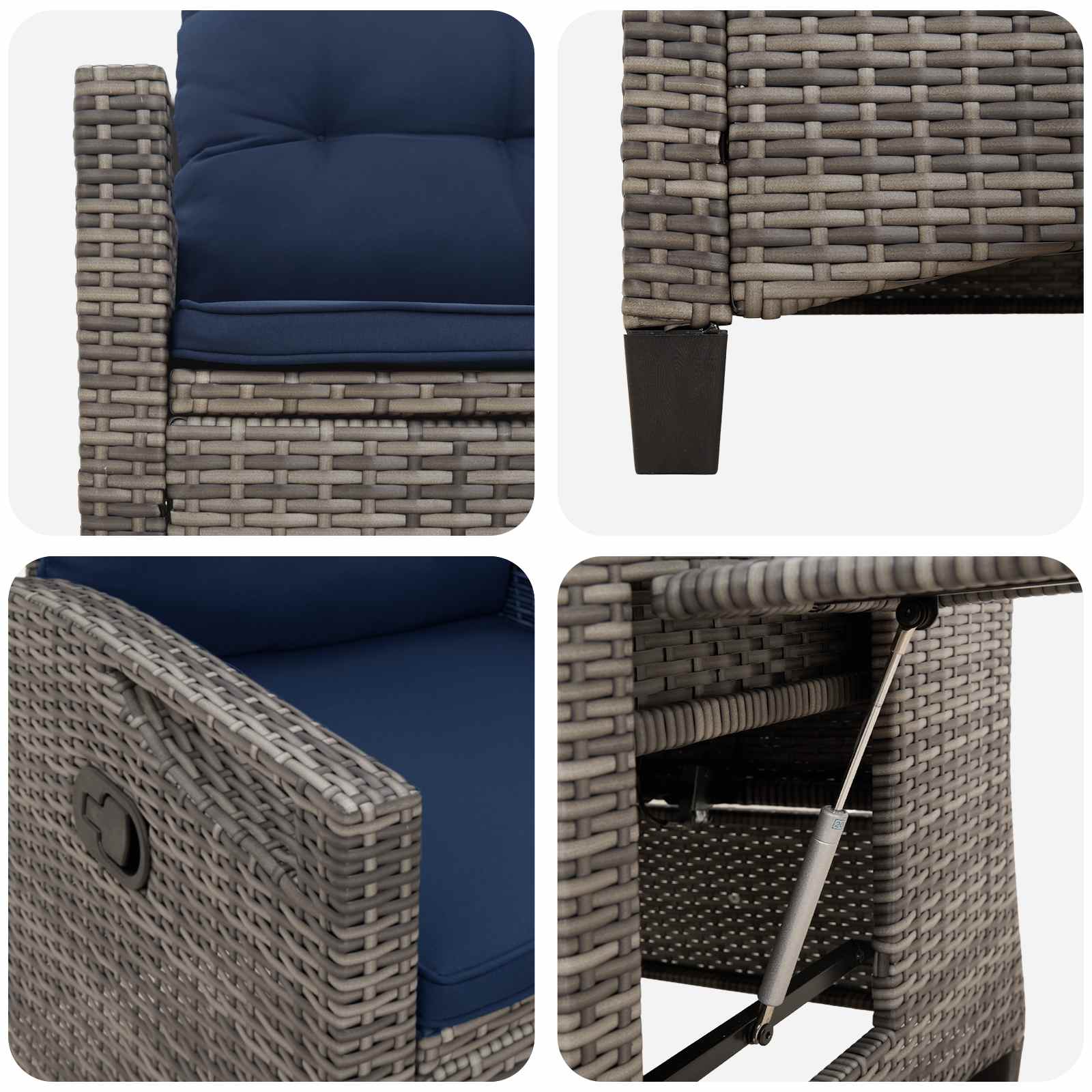 Sedia da giardino reclinabile 56 x 60 x 112 cm acciaio | homemem39