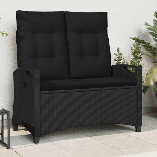 Panchina da giardino con cuscino Nero 105 x 60 x 112 cm | homemem39