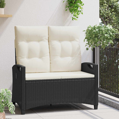 Panchina da giardino con cuscino Nero e Crema 105 x 60 x 112 cm | homemem39