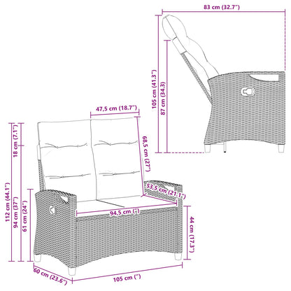 Panchina da giardino con cuscino Nero e Crema 105 x 60 x 112 cm | homemem39