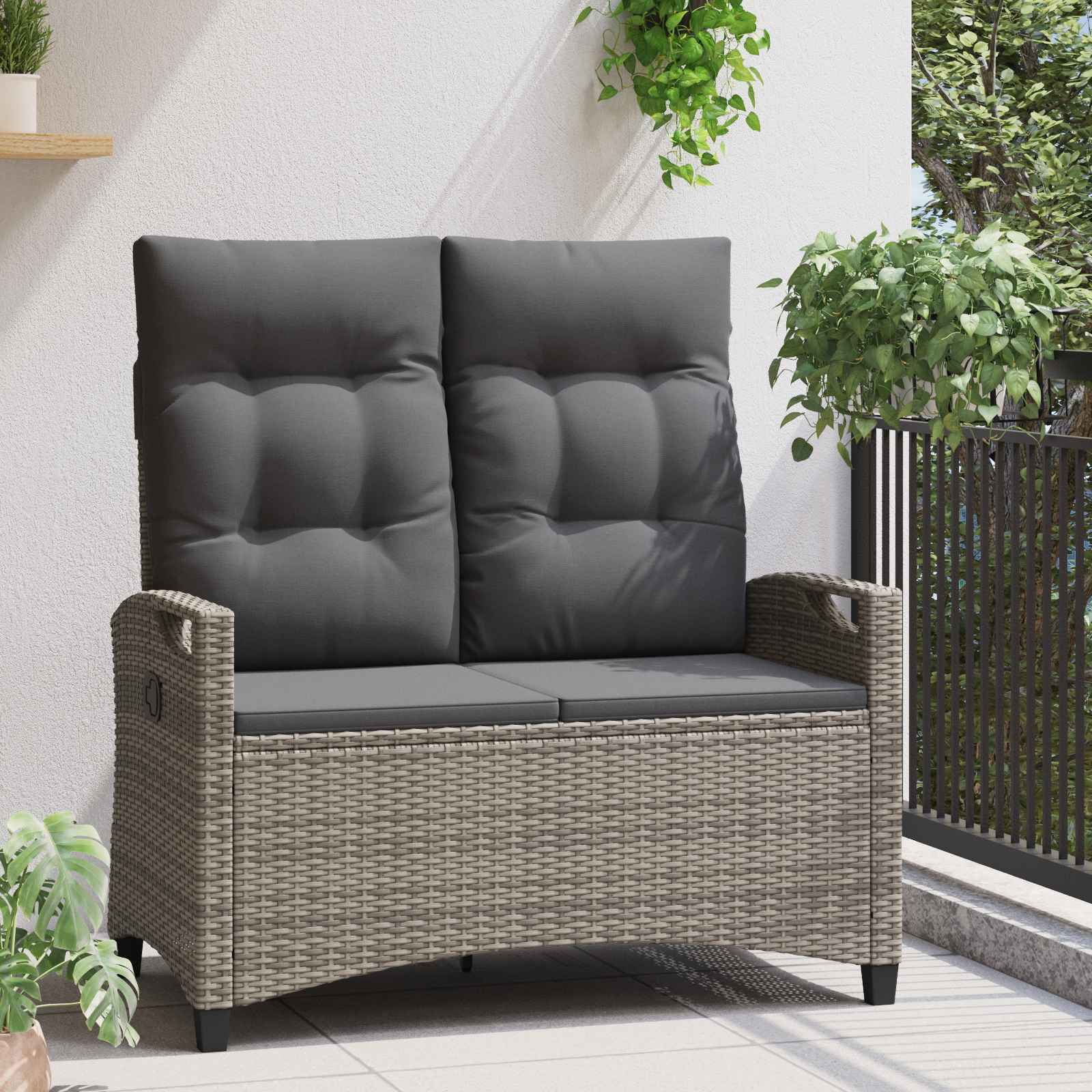 Panchina da giardino Grigio e Grigio Scuro 105 x 60 x 112 cm | homemem39