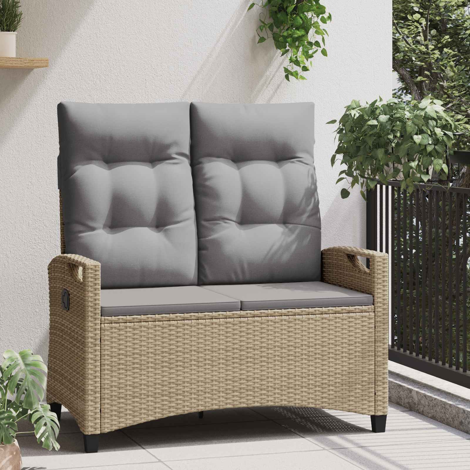 Panchina da giardino Beige e Grigio Chiaro 105 x 60 x 112 cm | homemem39