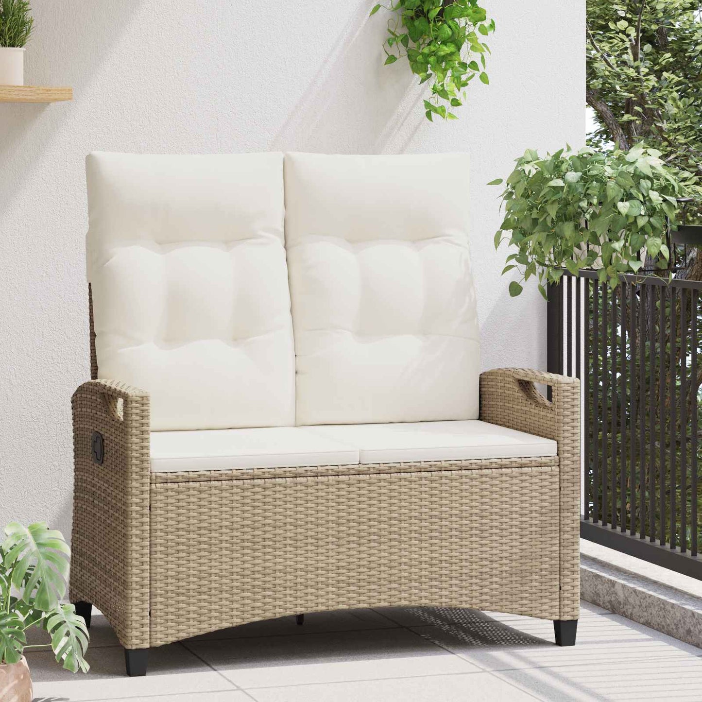 Panchina da giardino Beige e Crema 105 x 60 x 112 cm | homemem39