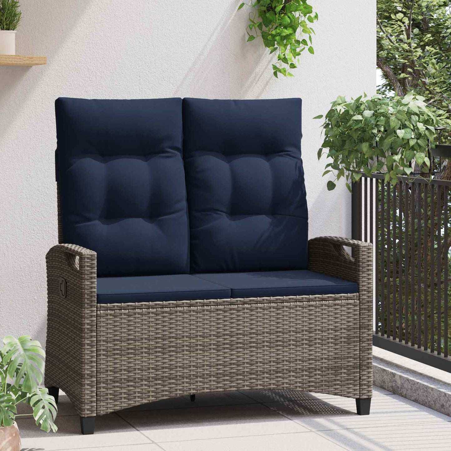 Panchina da giardino con cuscino 105 x 60 x 112 cm acciaio
