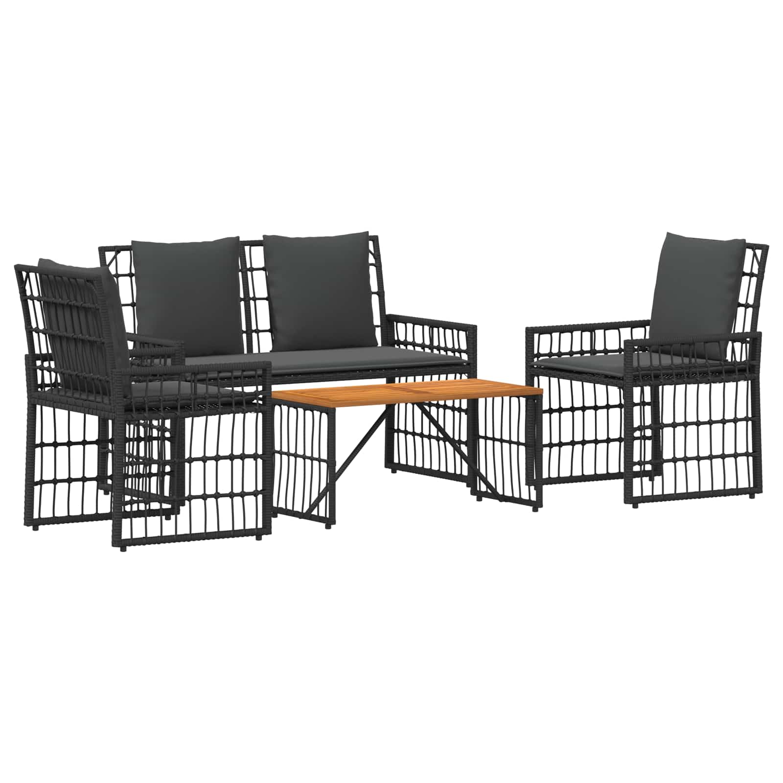 Set di Mobili da Esterno 4 pcs Nero e Grigio scuro | homemem39