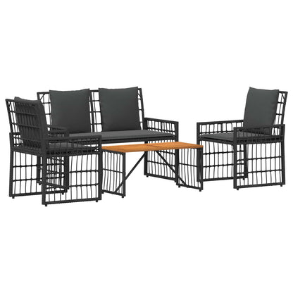 Set di Mobili da Esterno 4 pcs Nero e Grigio scuro | homemem39