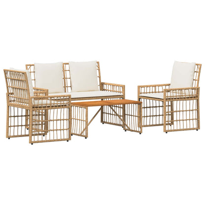 Set di Mobili da Esterno 4 pcs Naturale e Bianco Crema | homemem39