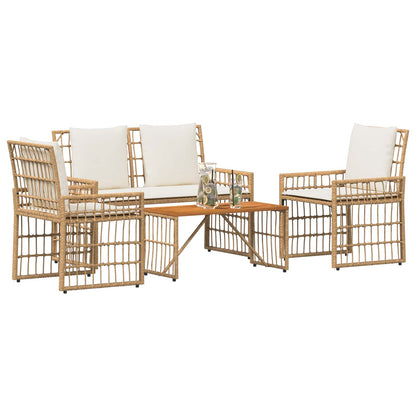 Set di Mobili da Esterno 4 pcs Naturale e Bianco Crema | homemem39