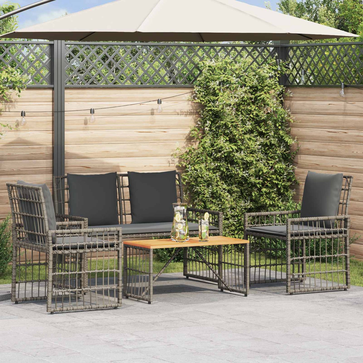Set di Mobili da Esterno 4 pcs Nero e Grigio scuro | homemem39