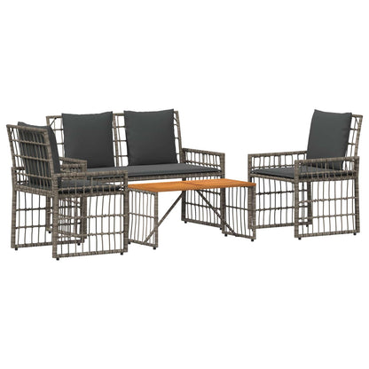 Set di Mobili da Esterno 4 pcs Nero e Grigio scuro | homemem39