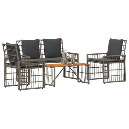 Set di Mobili da Esterno 4 pcs Nero e Grigio scuro | homemem39