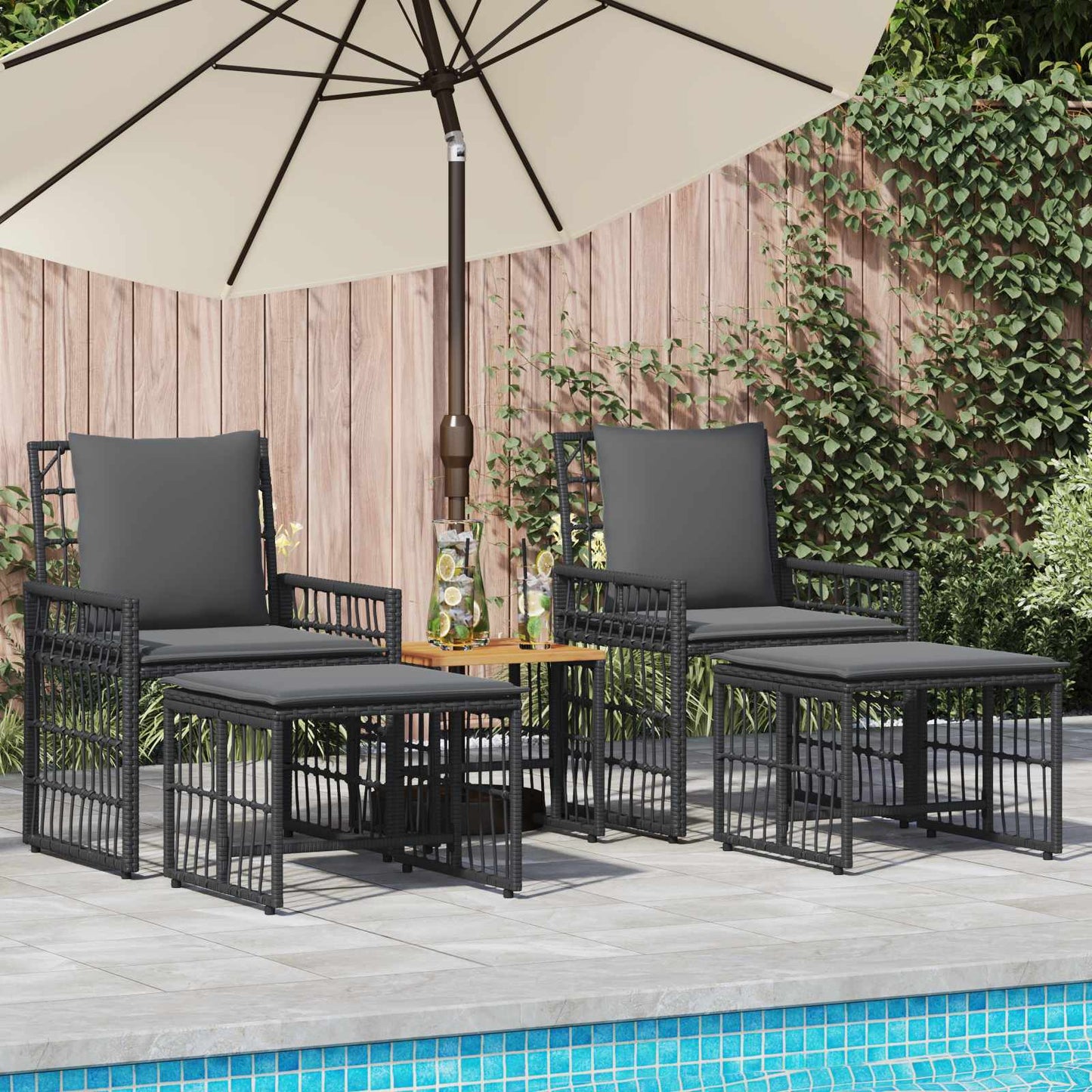 Set di Mobili da Esterno 5 pcs Nero e Grigio scuro | homemem39