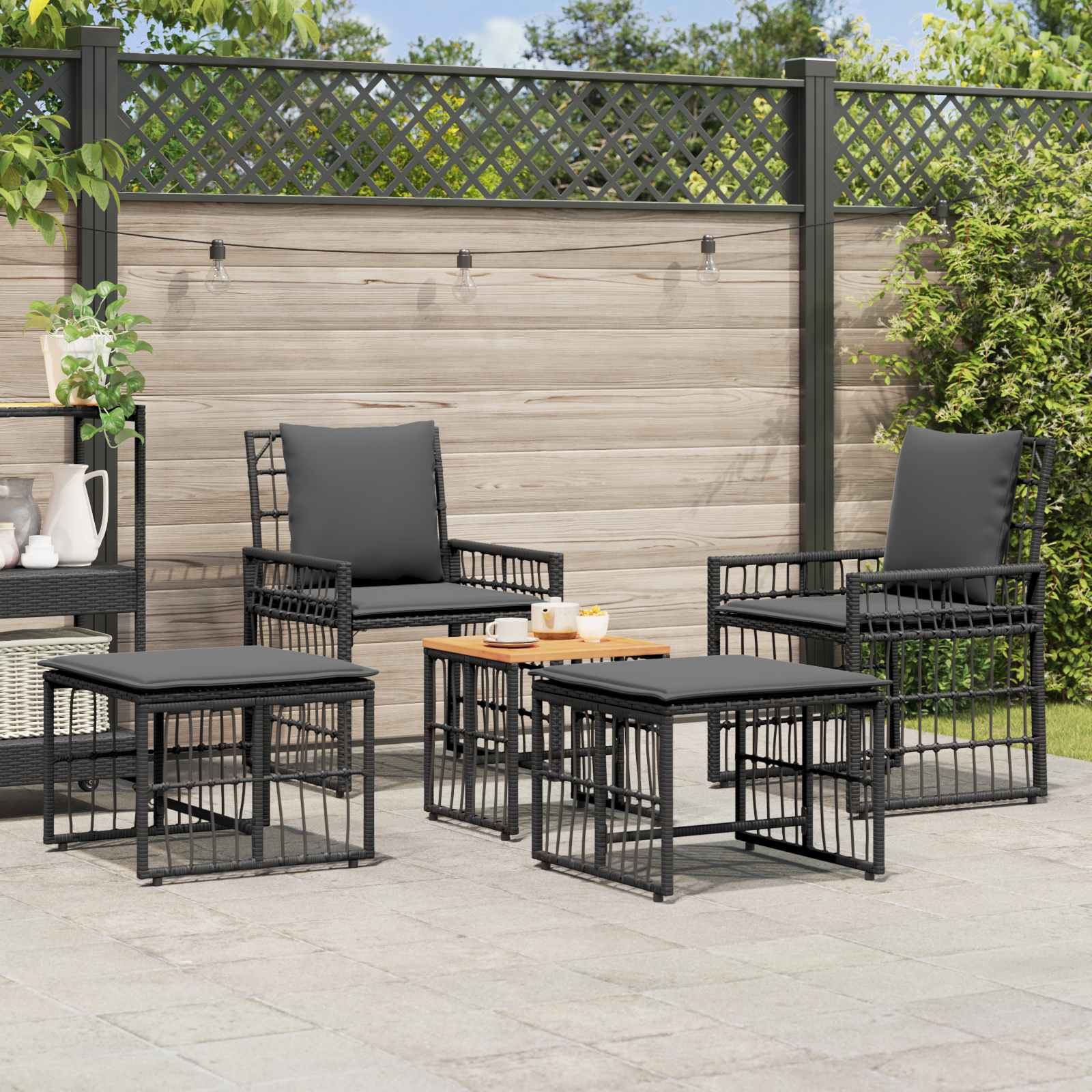 Set di Mobili da Esterno 5 pcs Nero e Grigio scuro | homemem39