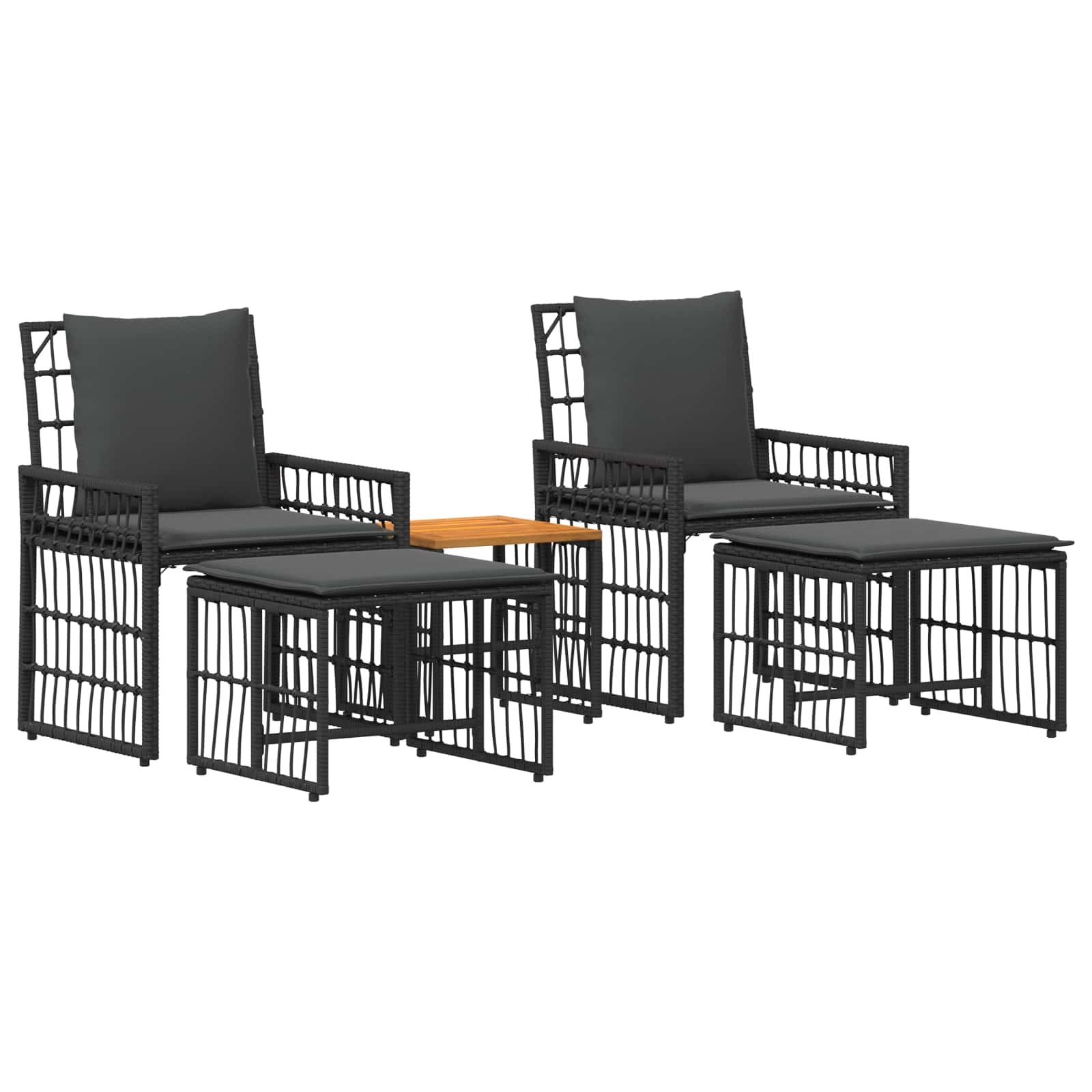 Set di Mobili da Esterno 5 pcs Nero e Grigio scuro | homemem39