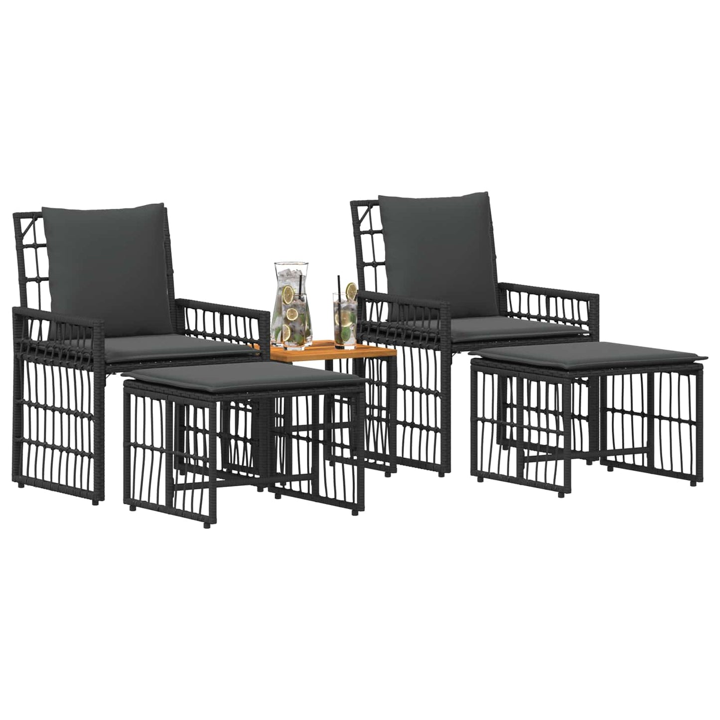 Set di Mobili da Esterno 5 pcs Nero e Grigio scuro | homemem39