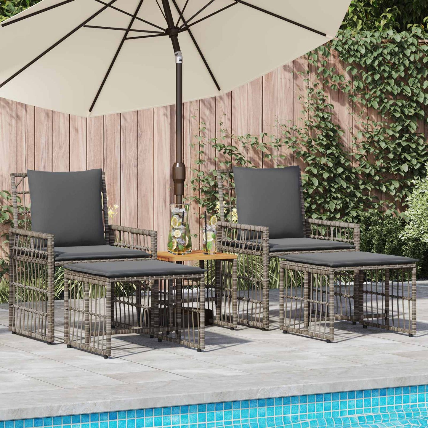 Set di Mobili da Esterno 5 pcs Nero e Grigio scuro | homemem39