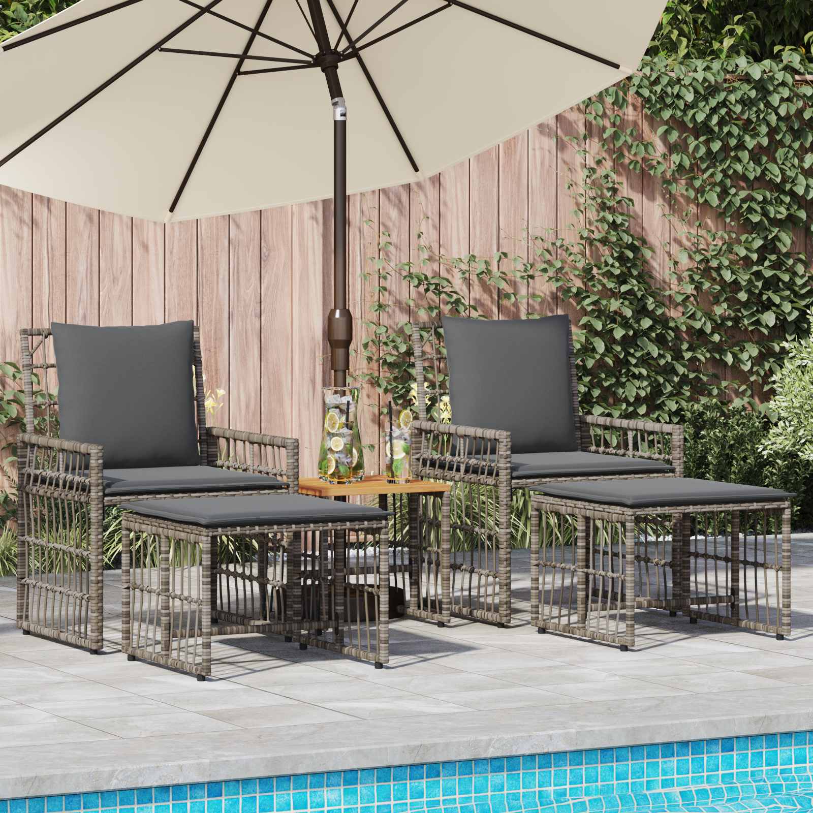 Set di Mobili da Esterno 5 pcs Nero e Grigio scuro | homemem39