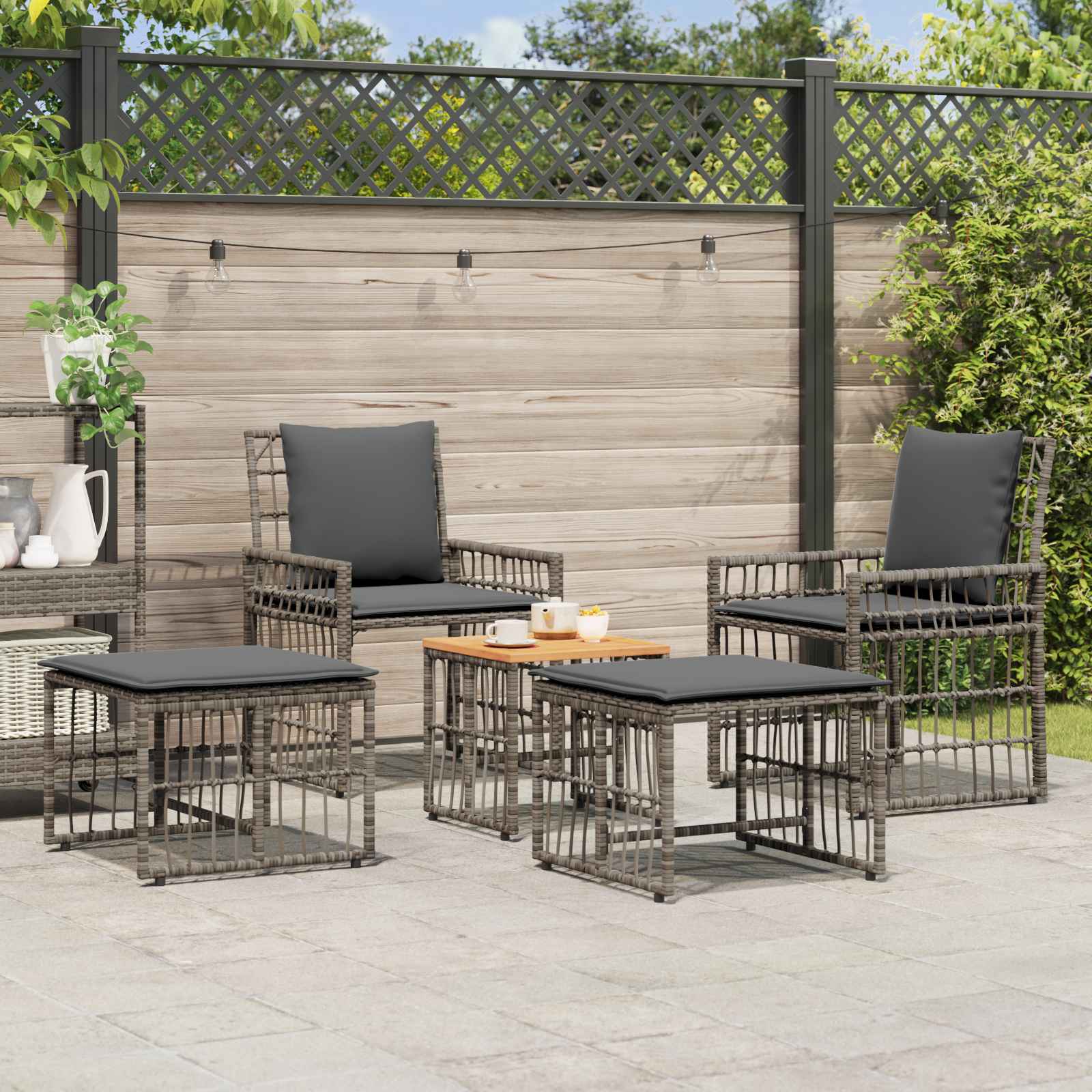 Set di Mobili da Esterno 5 pcs Nero e Grigio scuro | homemem39